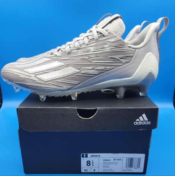 Adidas Adizero Silver Metallic Grey Football Cleats GX5414 Men's Size 8.5 New